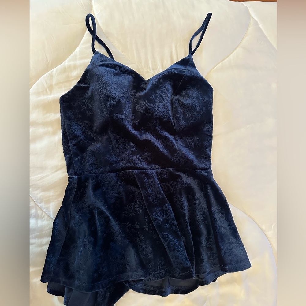 Velvet blue peplum top